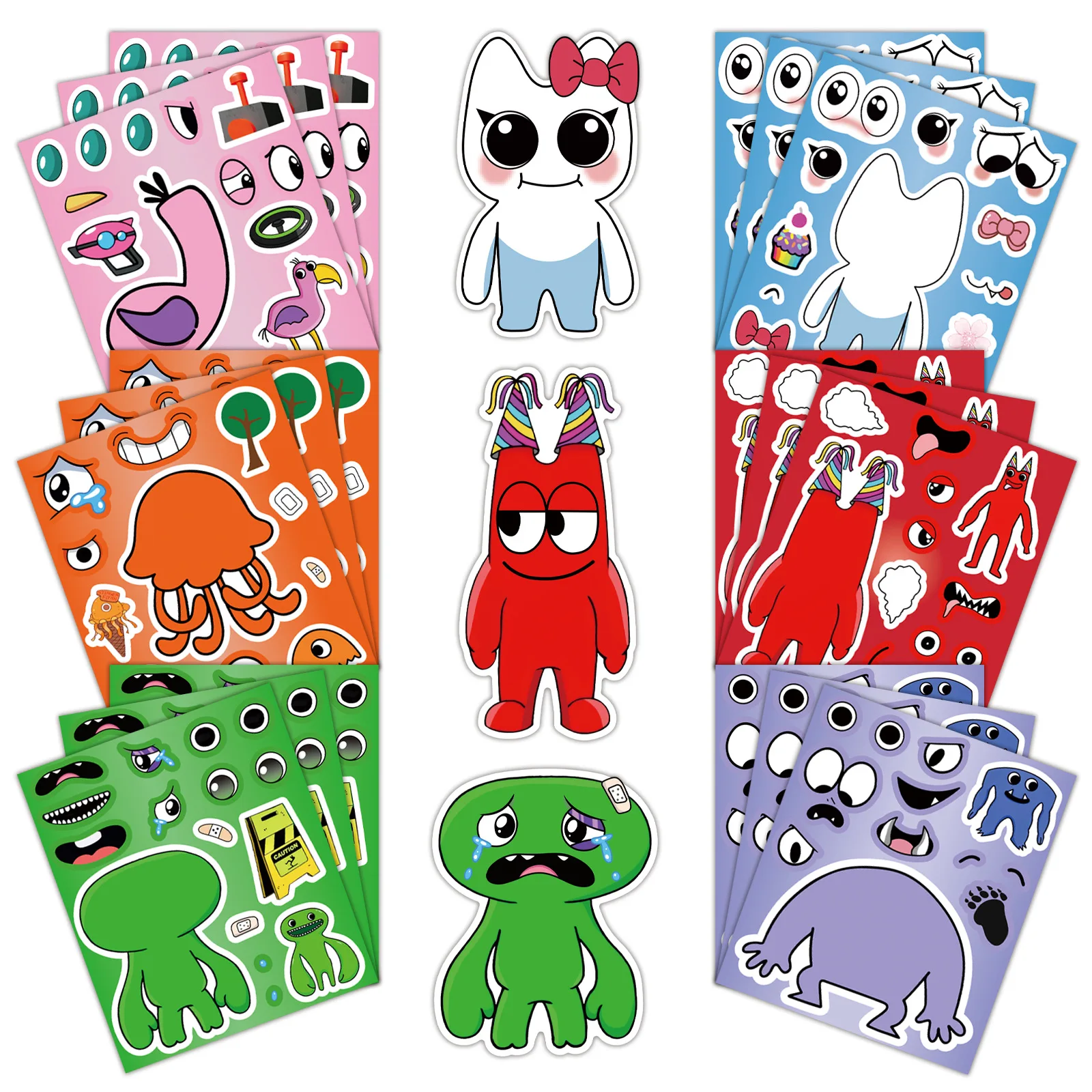 

8/16Sheets Garten of Banban Makes a Face Puzzle Sticker DIY Phone Laptop Luggage Skateboard Graffiti Decals Fun for Kid Gift