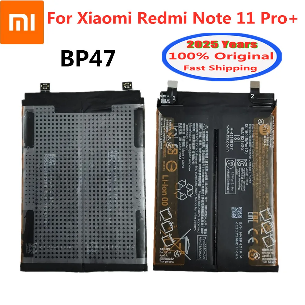 

2025 лет, 4500 мАч, 100% оригинальный аккумулятор BP47 для Xiaomi Redmi Note 11 Pro+/Redmi Note 11 Plus, аккумуляторы для телефонов + инструменты