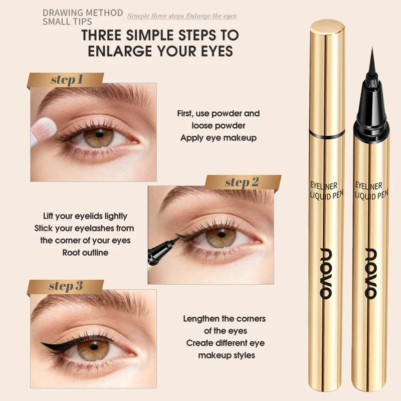 ปากกาอายไลเนอร์ชนิดน้ำปลายแหลมพิเศษ - ติดทนนาน กันน้ำ ไม่เลอะเทอะ แห้งเร็ว ปลายเรียวเล็ก เขียนเส้นคมชัด