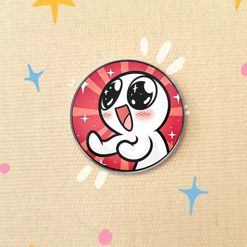 Cute Cartoon Character Starry Eyes UV Printing Badge Excited Meme Style Pin Brooch Lapel Accessory Gift For Anime Fans