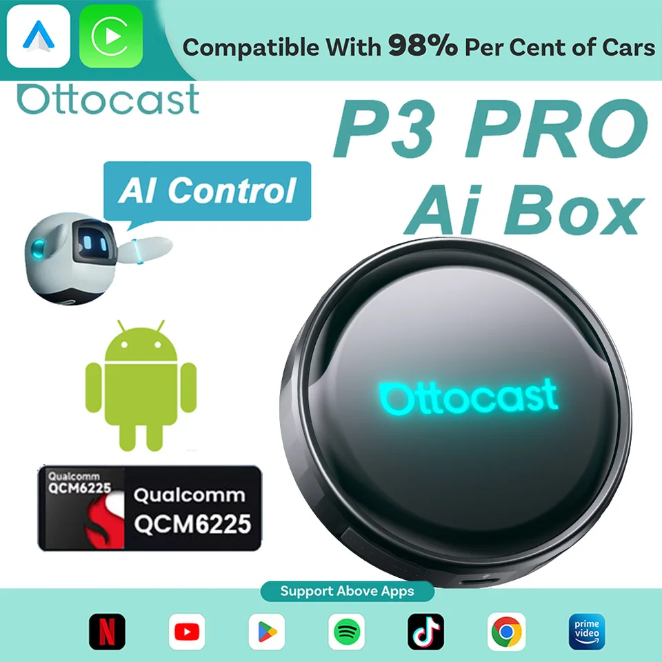 OTTOCAST P3 Pro Ai Box Wireless Carplay Android Auto Aadapter Ai