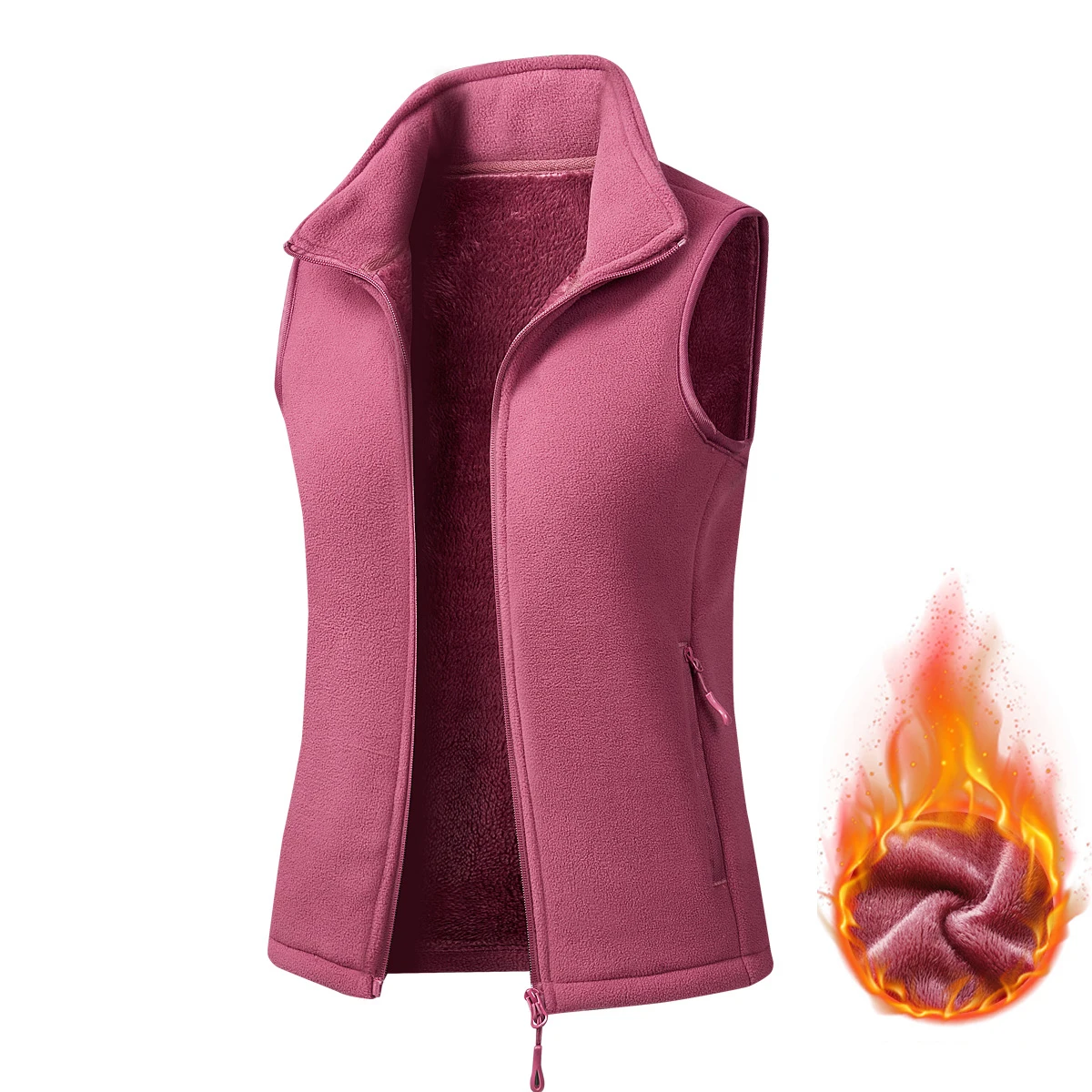 Autumn Winter Polar Fleece Vest Women's Windproof Outdoor Warm Sleeveless  Coat 2025 Plush Stand Collar Casual Waistcoat image 2