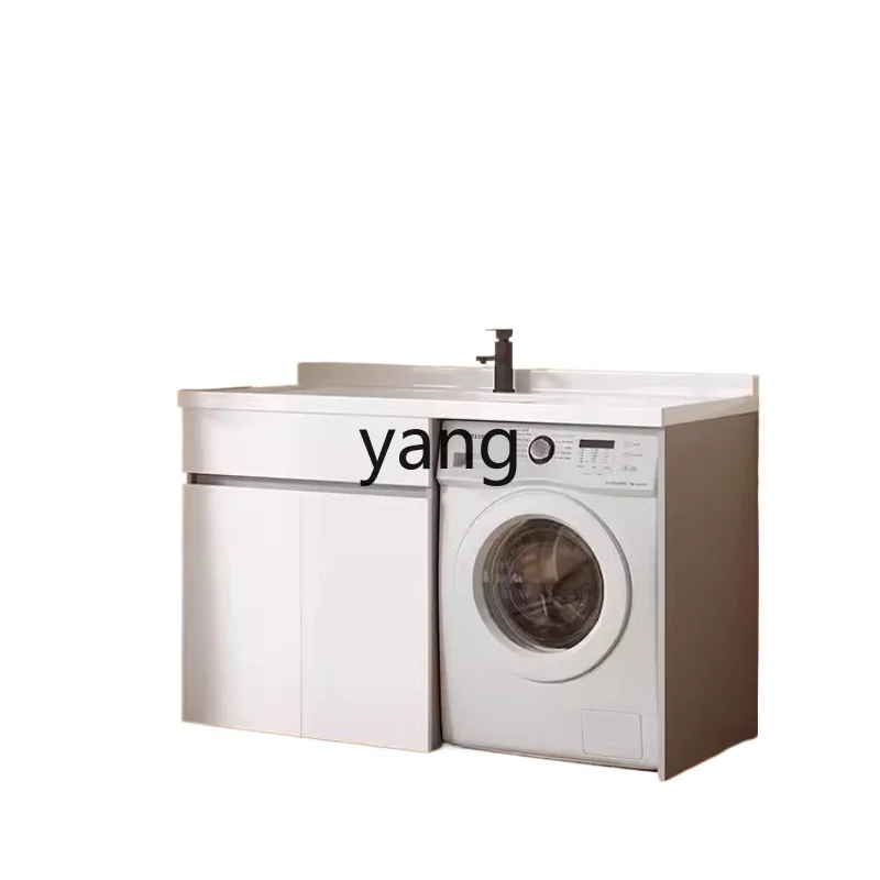 

LH washing machine integrated cabinet combination significant other hand washbasin with rubbing board slot quartz stone