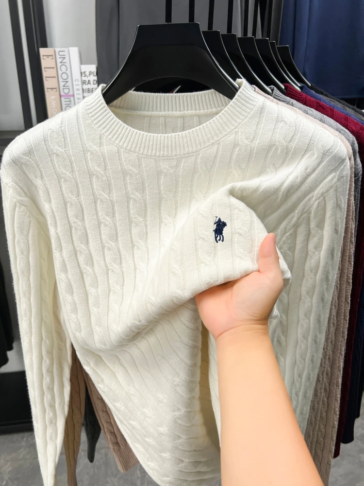 

luxury exquisite pony embroidered sweater designer brand men's winter fashion jacquard Paul casual round neck knitted pullover