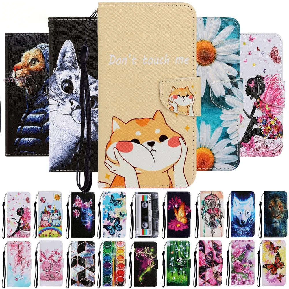 PSmart for Casa Huawei P smart 2020 Case for P smart 2019 P Smart Z FIG-LX1 Funda Fashion Cute Painted Leather Magnetic Cover