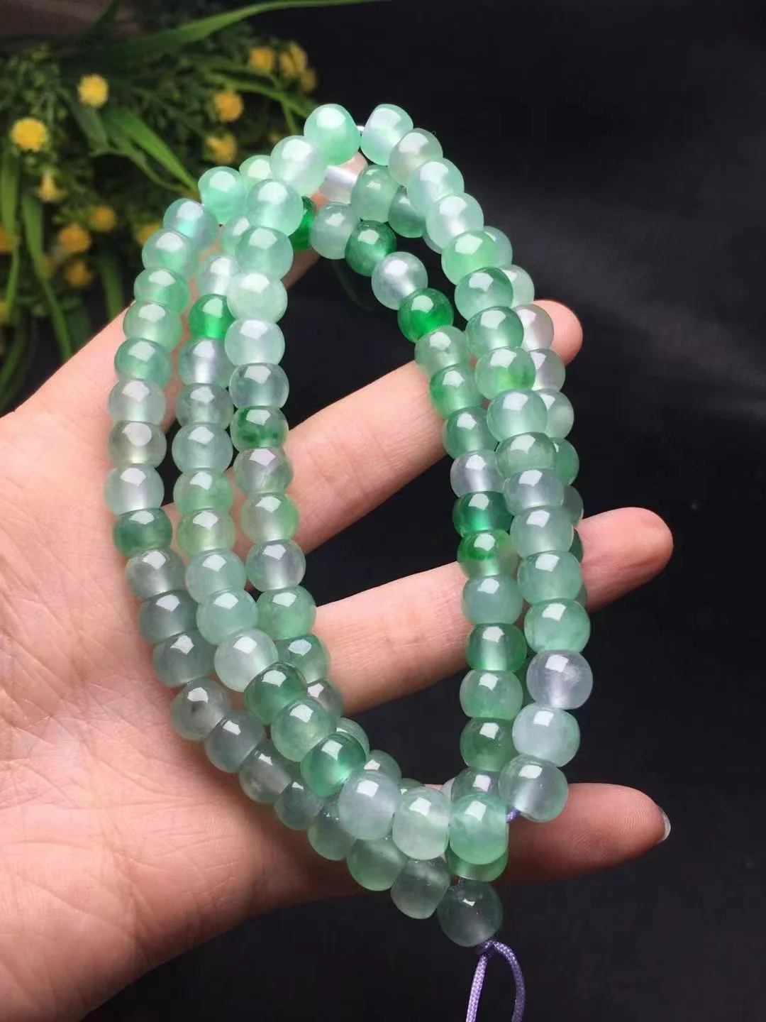 New Natural Jadeite A Goods Jade Stone Ice Seed Floating flower Bead chain Necklace Bracelet Fine Versatile Jewelry Accessories