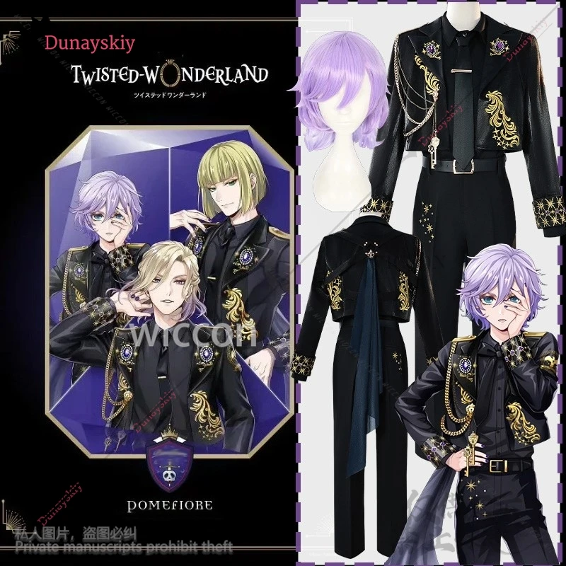 

Anime Game TwistedWonderland Cosplay Pomefiore La volonté Costume Black Coat Pants Gothic Uniform Jirai Kei Role-playing Suits