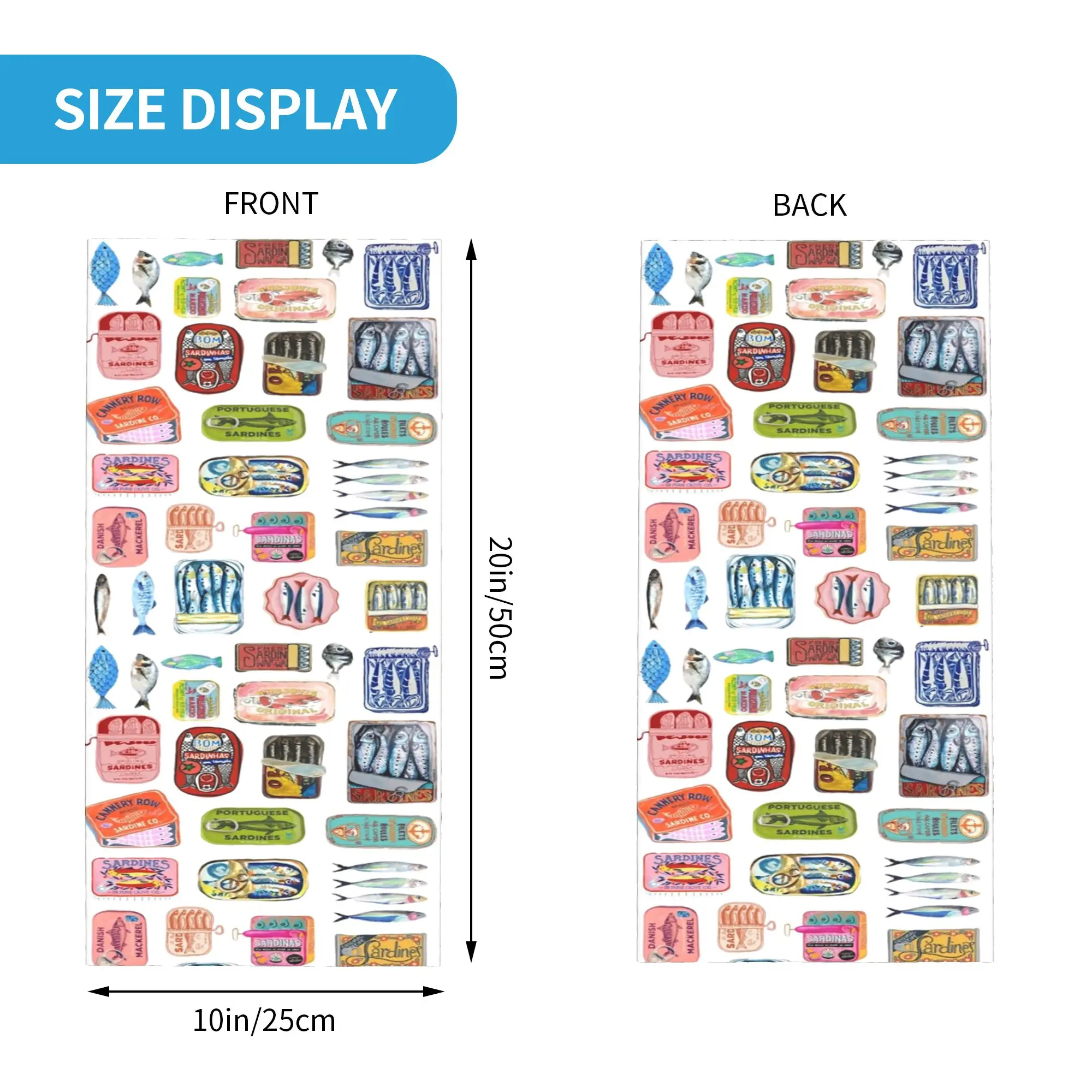 Canned Sardines goods Bandana Neck Gaiter Printed Magic Scarf Headband Cycling for Men Women Adult Breathable