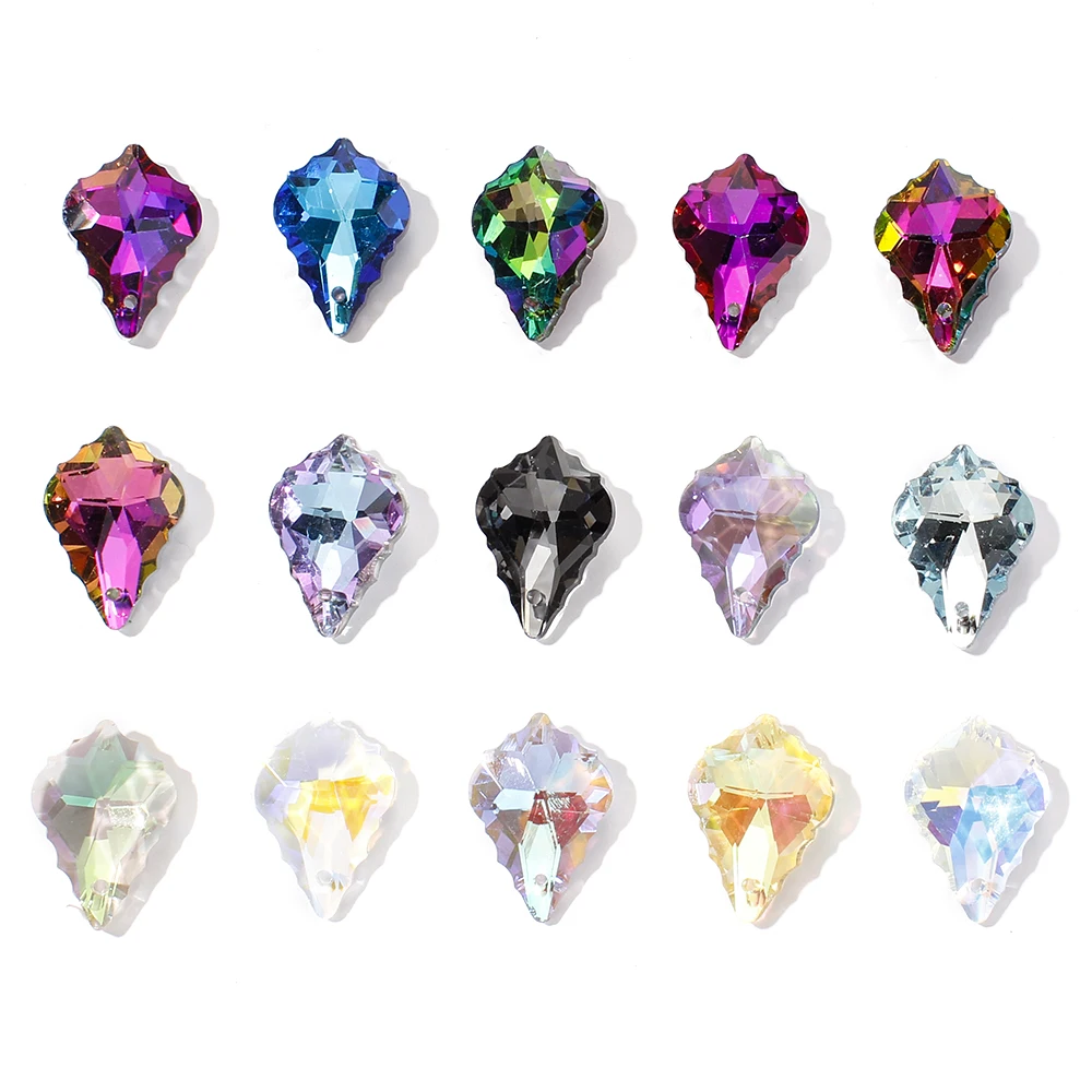 20Pcs 17x22mm Transparent Dazzling Crystal Beads Pendant Maple Leaf Spacer Beads DIY Bracelet Necklace Earrings Jewelry Making