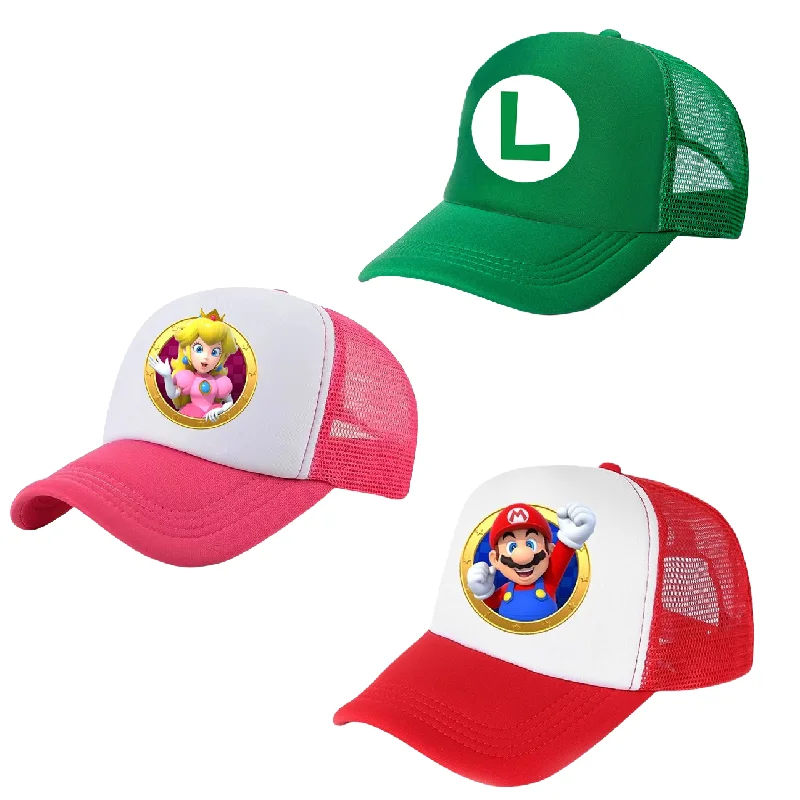 

Super Mario Bros. Mesh Hat Princess Peach Personality Children's Cartoon Sunscreen Sunshade Breathable Cute Hat Gift Wholesale