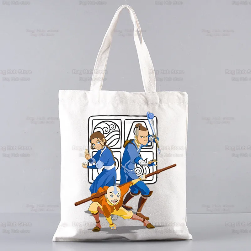 Appa YIP YIP Cartoon Canvas Shoulder Tote Bag Handbags Avatar The Last Airbender Eco Reusable Shopping Bag Vintage Ulzzang Bags