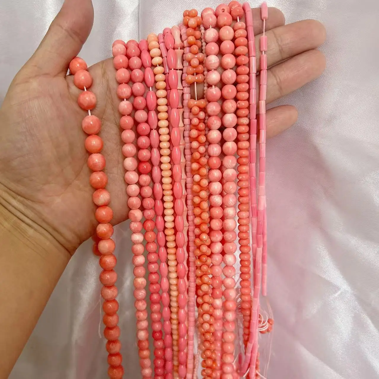 15inch Fashion Mini Pink Color Column Rice Sea Bamboo Coral Spacer Jewelry DIY Spacer Seed Beads