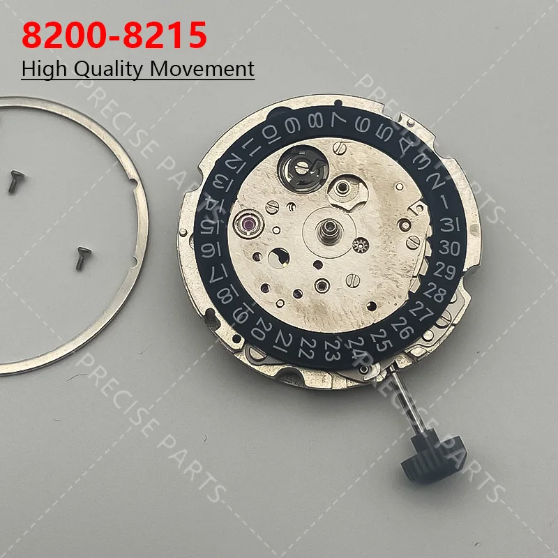 New 8205 Automatic Movement 3-hand Date 3:00 Watch Parts Black Calendar Watch Movement 8200 Movement ﻿