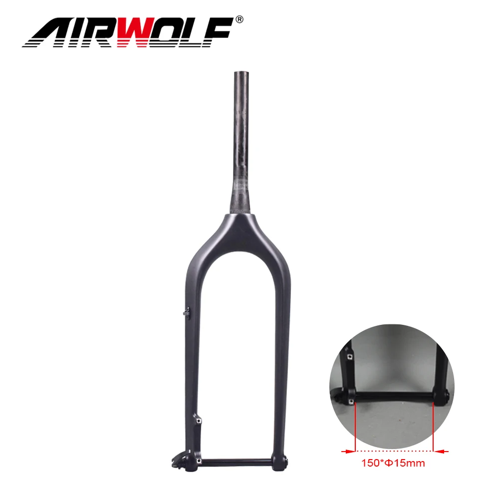 AIRWOLF Carbon Fork Mtb 26 Rigid Fork Carbon Mountain Bike Forks Steer Tube 28.6mm Matte Glossy Disc Rotor 160mm Fat Bike Fork