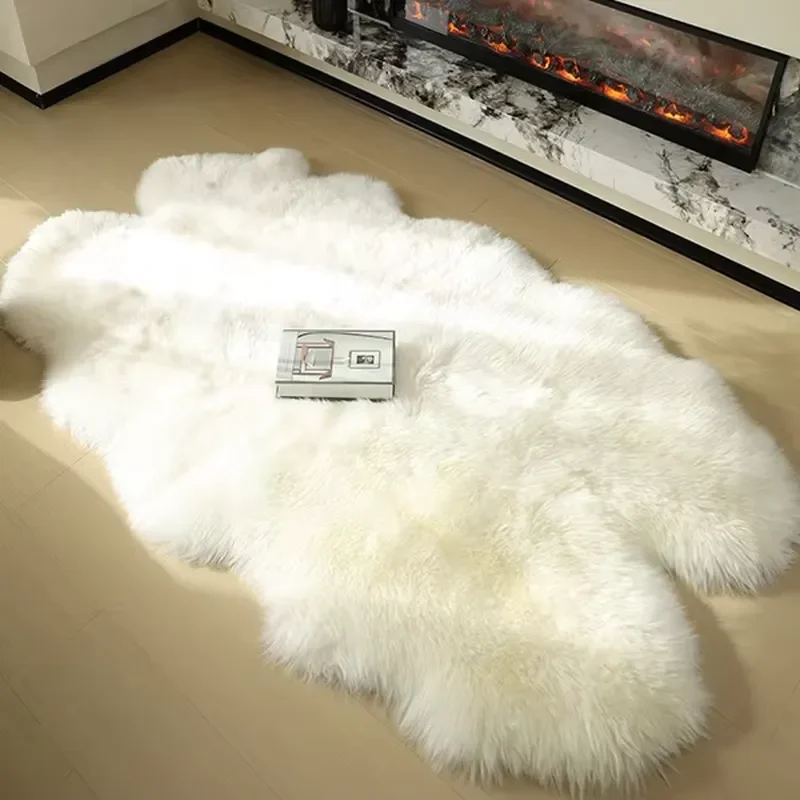 Natural Lambskin Rug High Pile Genuine Sheepskin Area Rug Quad Sheepskin Carpets Mat Area Rug Carpet for Living Room