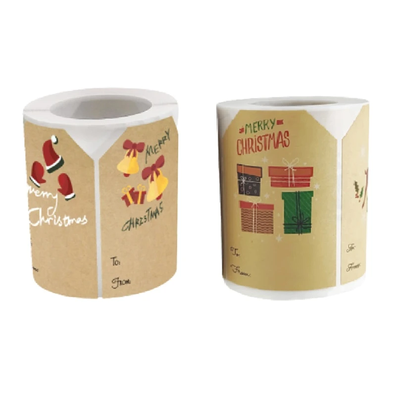 

500 шт., рождественские подарки, бирки, наклейки, самоклеящиеся рождественские этикетки, классический рождественский подарок, именные бирки, наклейки для фестивальной вечеринки