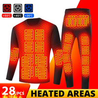 Self-heating Jackets Thermal Heated Underwear Men USB Electric Heated Ski Clothing Women Thermal Underwear Winter Pants Set