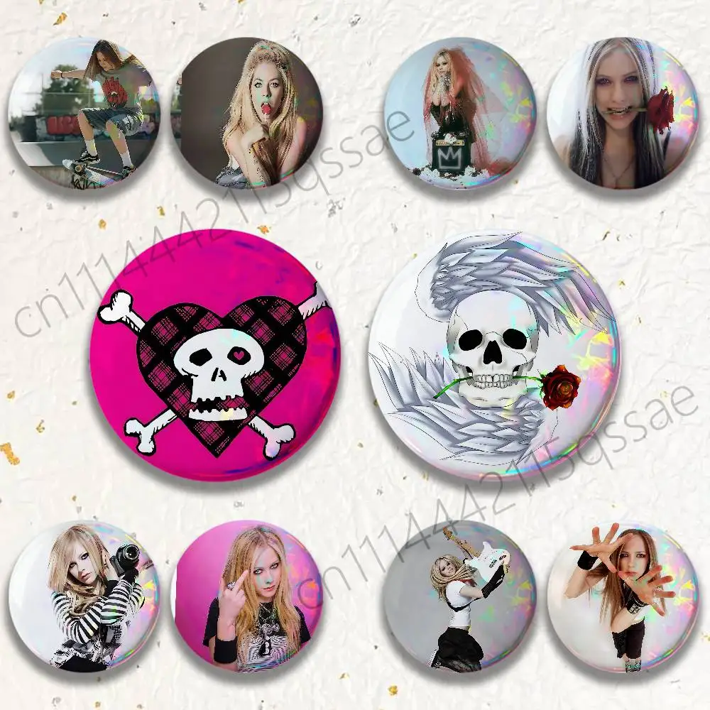 A-Avril Punk L-Lavigne 25/32/44/58/75mm Badges Button Round Creative Pin Brooch Badge Bag Decor Accessories