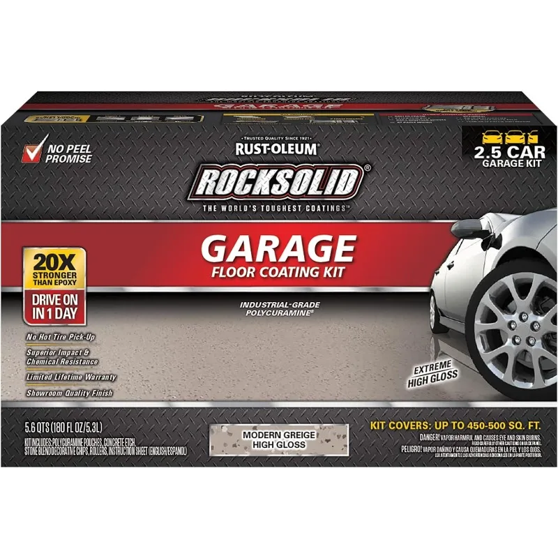 RockSolid Polycuramine 2.5 Car Garage Floor Coating Kit, Modern Greige, 180 Fl Oz (Pack of 1)