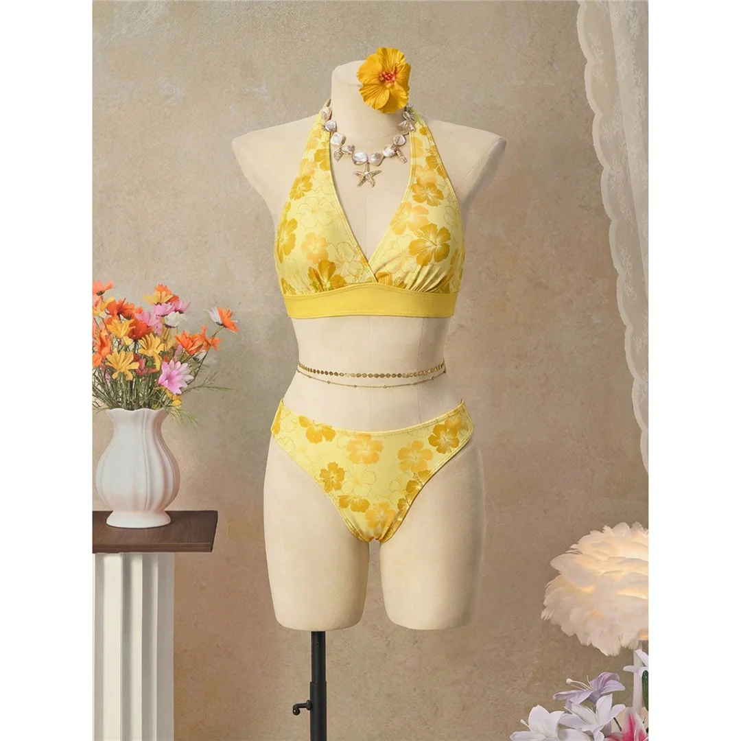 S - XL Mit Rock, Polka-Dot-Blumen-Bikini, Damen-Badebekleidung, dreiteiliges Bikini-Set, Badeanzug, Badebekleidung, Schwimmbekleidung V8518 – Detail 22