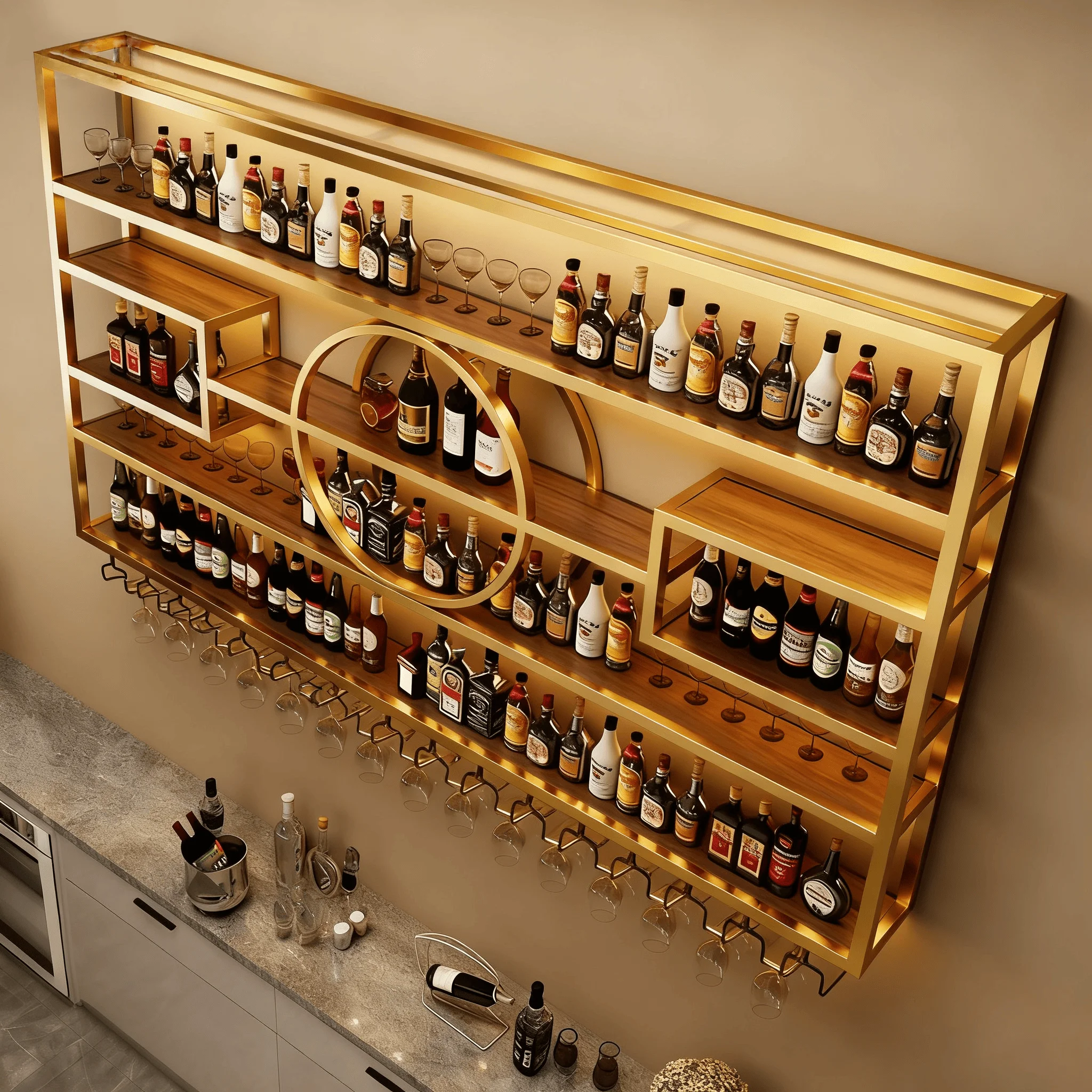 Royal Metal The Perfect Combination Of A Stainless Steel Wine Rack And Flowing Lights Showcases The Golden Beauty Of The Rack