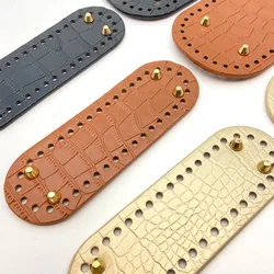 Crocodile Pattern PU Leather Bottom For Knitted Bag Handmade Oval /Round Base With Rivet For Handbag All-match Bag Accessories