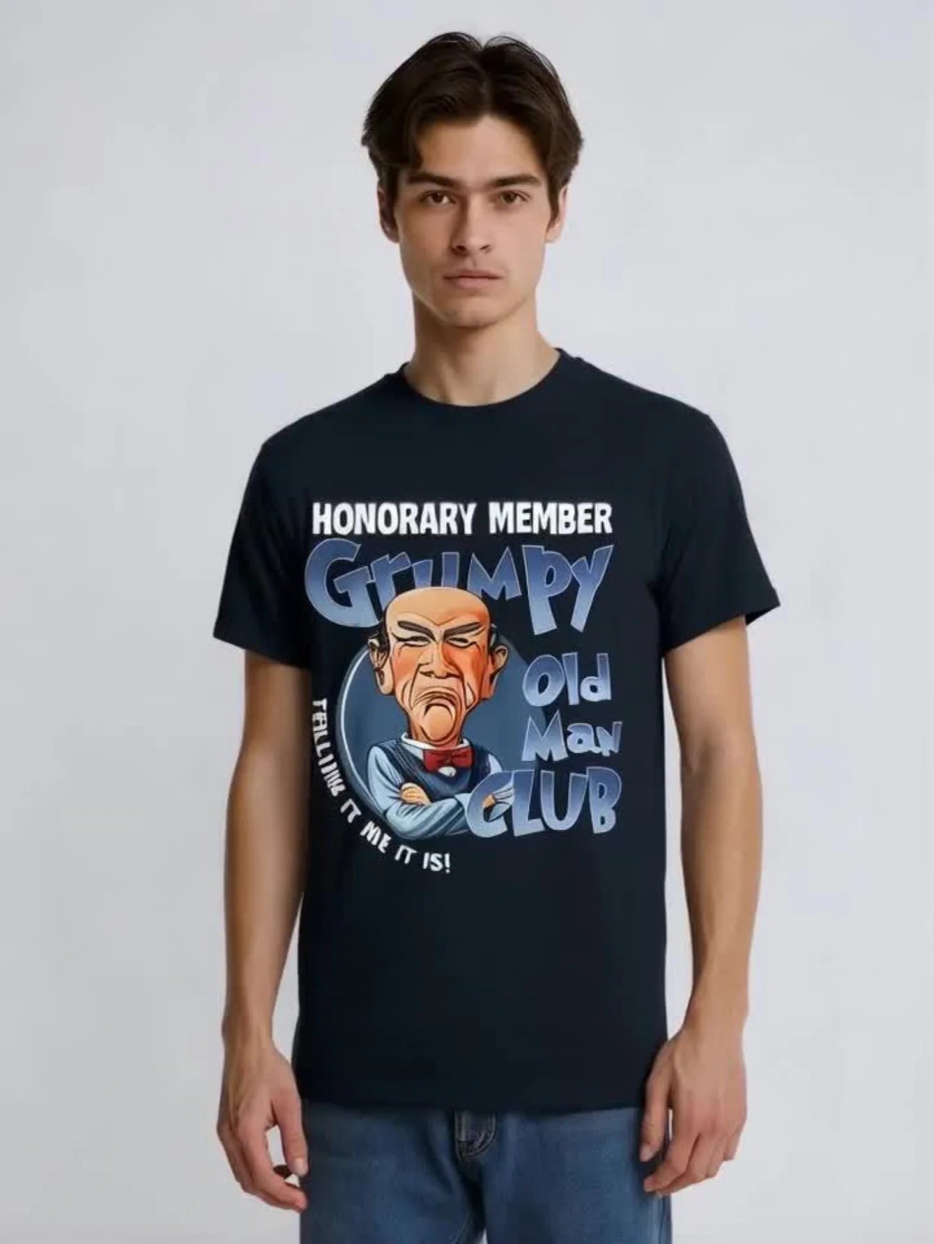 Grumpy Old for Man Club Honorary Member T-Shirt - Funny Sarcastic Graphic Tee for Men, Bold 