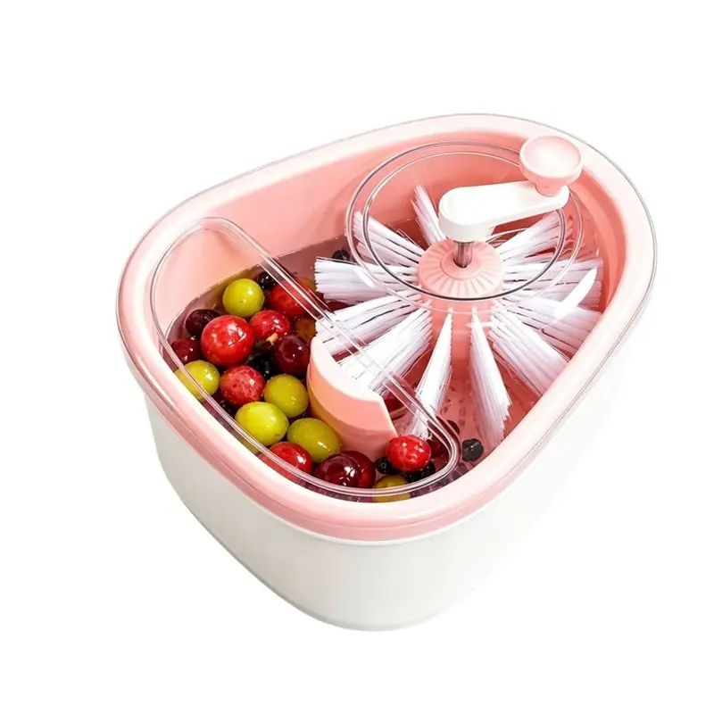 [NEWA64Z!】 Fruit Washer And Spinner With Brush, Hand-Crank Cleaning Bowl With Drain Basket For Berries, Vegetables& Salad