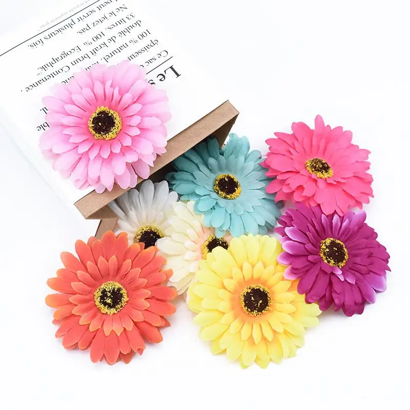 50/100 Stück Künstliche Blumen aus Seide, Gerbera-Blumen für Wanddekoration, Hochzeit, Brautaccessoires, Ausverkauf, Scrapbooking, Heimdekoration, DIY-Geschenkbox – Detail 15