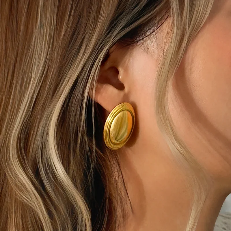 أقراط بيضاوية الشكل للنساء أقراط هندسية مجوهرات من صلب لا يصدأ مجوهرات مقاومة للماء جديدة في عام 2026