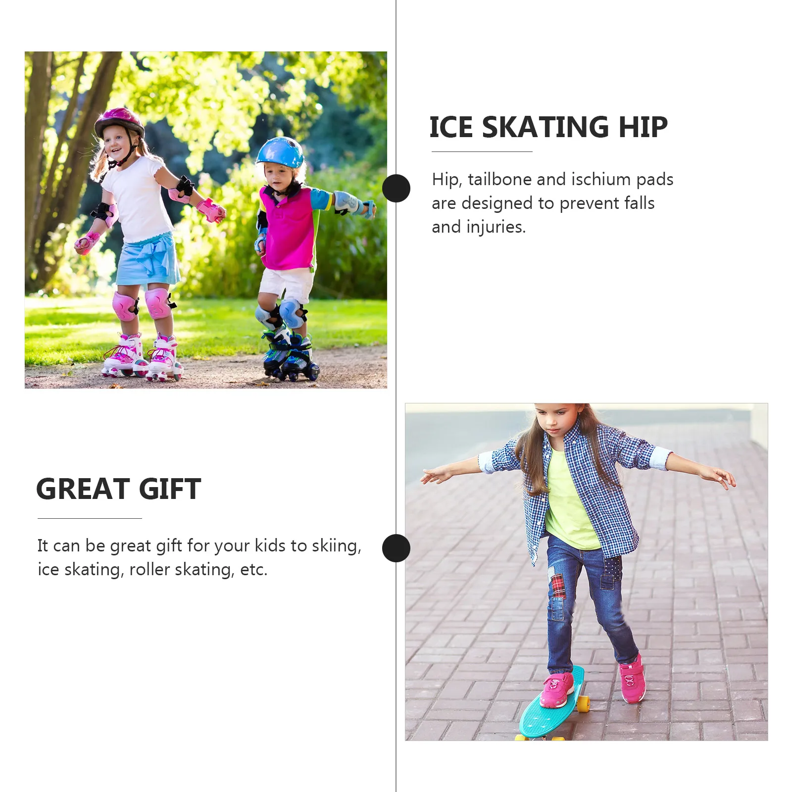 

1 шт., набедренная подушка для катания на коньках, утолщенная устойчивая к падению подушка для бедер, черная детская защита для катания на роликах, лыжах на открытом воздухе, универсальная подушка
