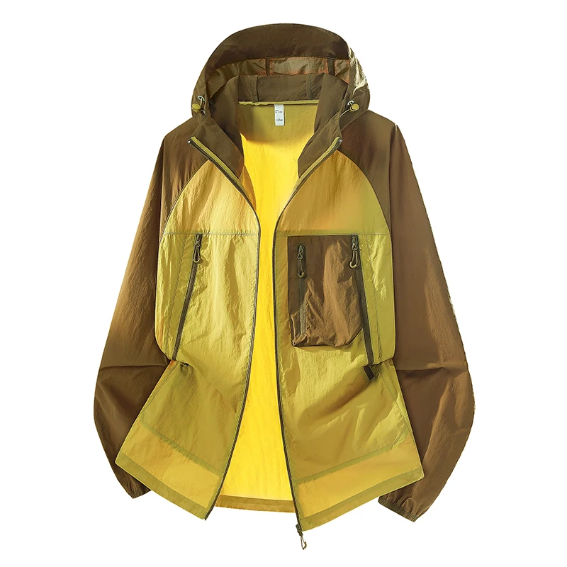 UPF50+ Summer Outdoor Quick Dry Sun-Protective Thin Jacket Men Hiking Fishing Cycling Hooded Gym Sport Windbreaker Ultra Light