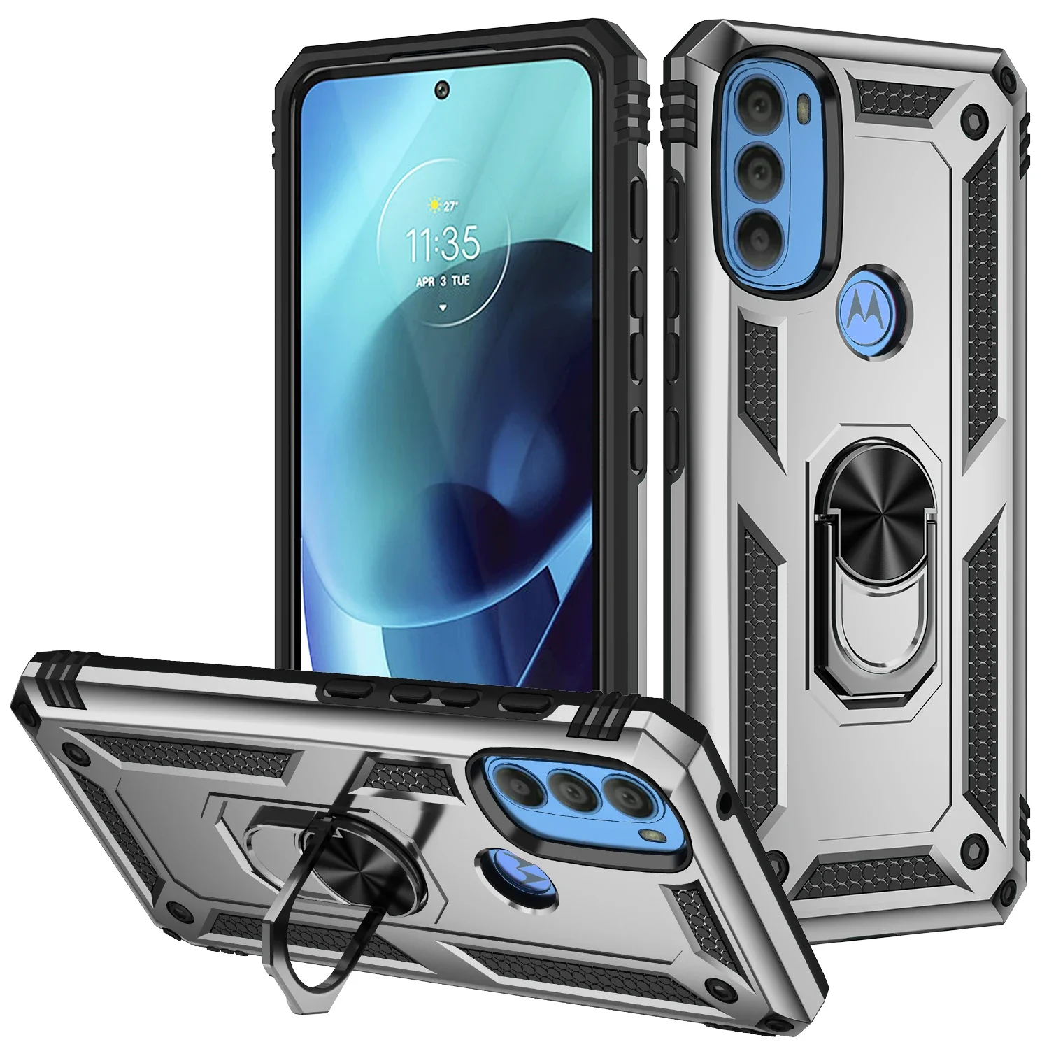 For Moto G 71 Cover Case for Motorola Moto G71 5G Shockproof Armor Rugged Military Protective Ring Holder Magnet Phone Case