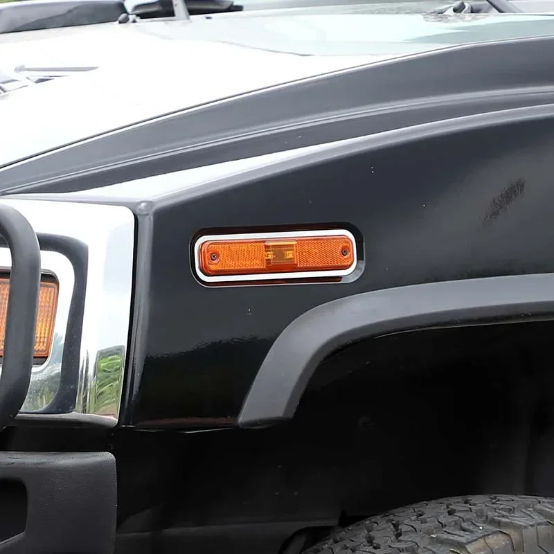 

For Hummer H2 2003-2009 car styling Stainless steel Silver Car Side Turn Signal Side Markers frame Stickers car accessories