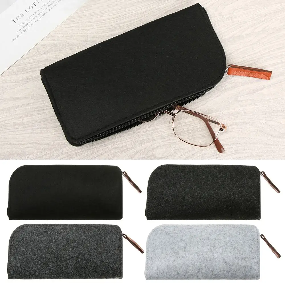 Fashion Zipper Wool Felt Cloth Glasses Case Bag Portatives Protector Sunglasses Case Box Eyeglasses Pouch