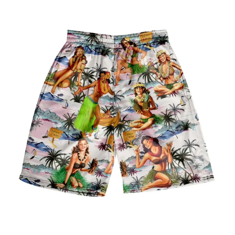 

New Men's Hawaii Shorts Sexy Lady Print Shorts Summer Beach Swimming Wear Quick Dry for Men And Women