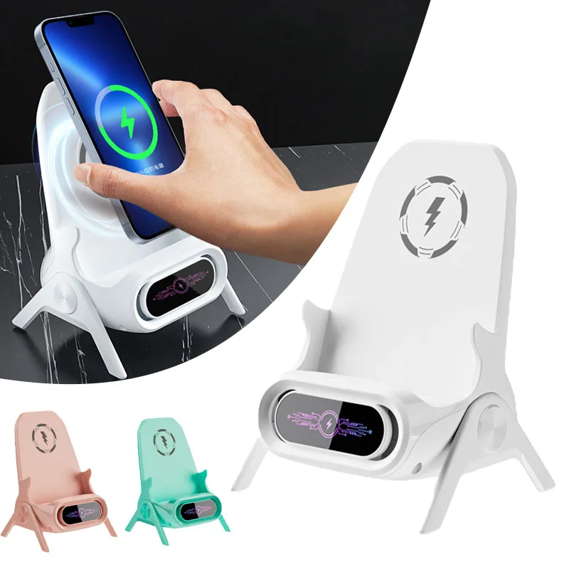 

1-4pcs Desktop Wireless Charger Stand with Speaker Fast Charging Auto Induction Holder for All Smartphones Vertical Horizontal
