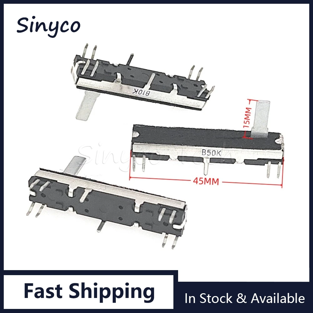 2PCS CT670 45MM Electronic Organ Sliding Potentiometer B10K B50K 4.5CM Volume Adjustment Fader Stroke 30mm Shaft Length 15mm