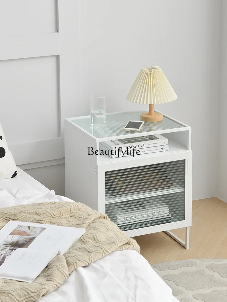 

yj7 yj7 *Nordic minimalist bedside table Changhong glass bedroom bedside table wrought iron home