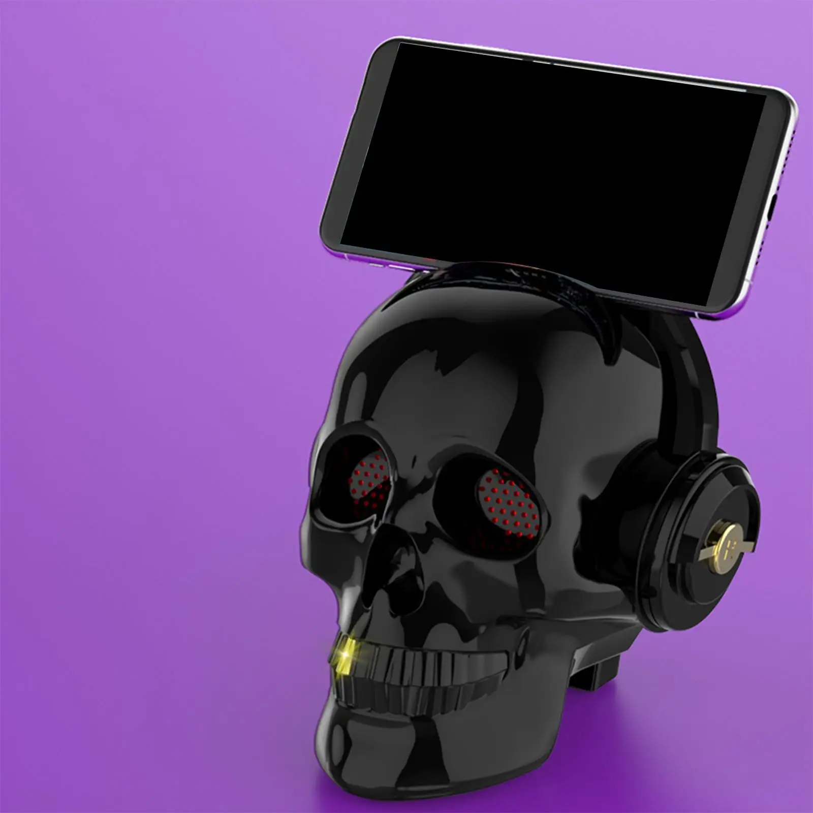 

Skull Bluetooth Speaker Phone Holder Portable with Light Multifunction 360° Surround Loud Speaker for Car Stereo Gift HomeOffice