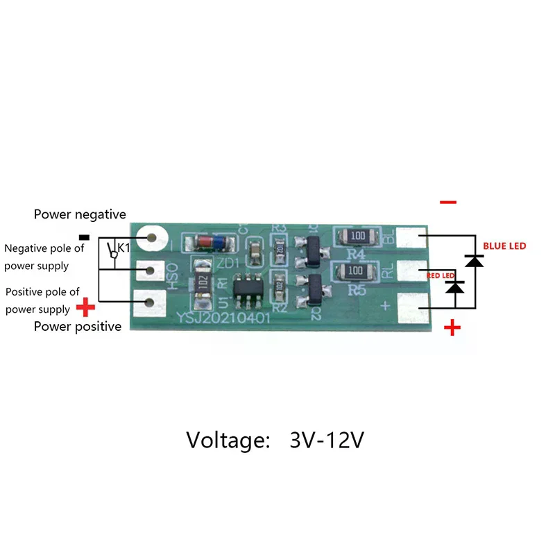 

3-12V Flashing LED Light Module Red Blue Two-color Pair Flashing Suitable For Car Model Bicycle Electric Vehicle Safety Light