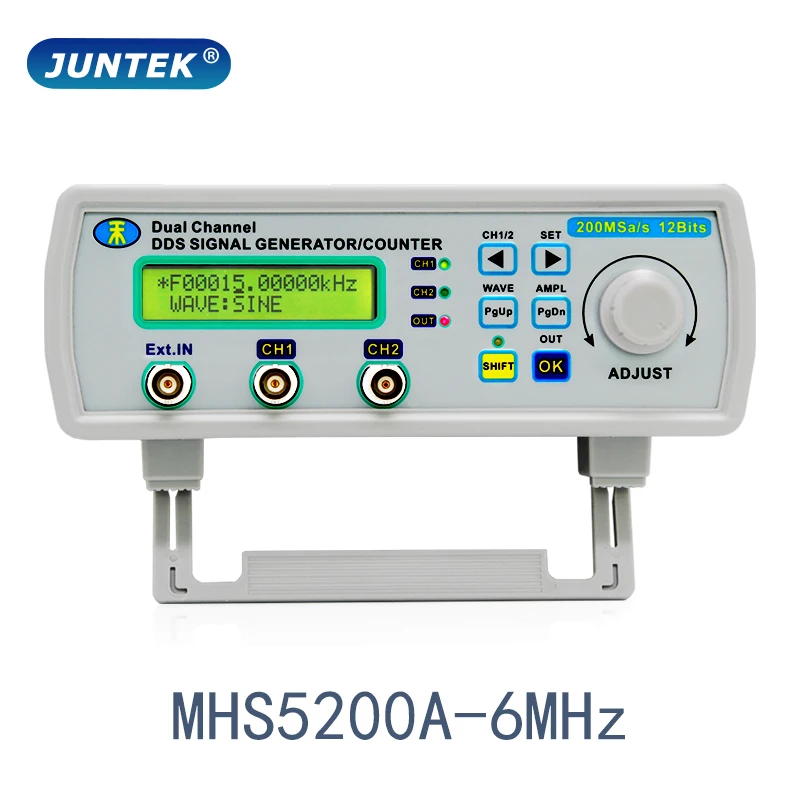 

JUNTEK MHS5200A 6MHz DDS Function Signal Generator Digital Control Dual-channel Frequency counter/meter Arbitrary waveform pulse