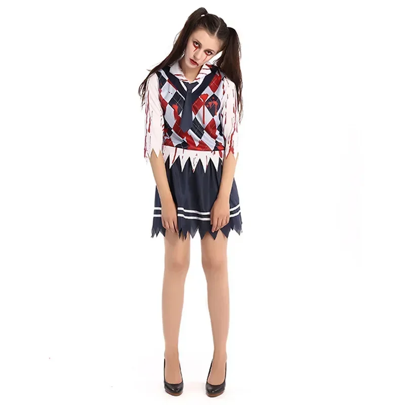 

Women's Halloween Cosplay Zombie Blood Student Uniform Costume - Adult Size