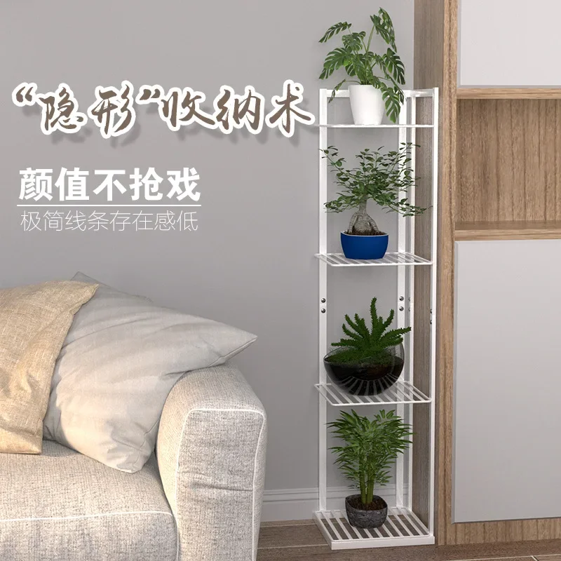 Flower rack Nordic indoor balcony shelf wrought iron hanger storage storage non-punching multi-purpose flower rack storage