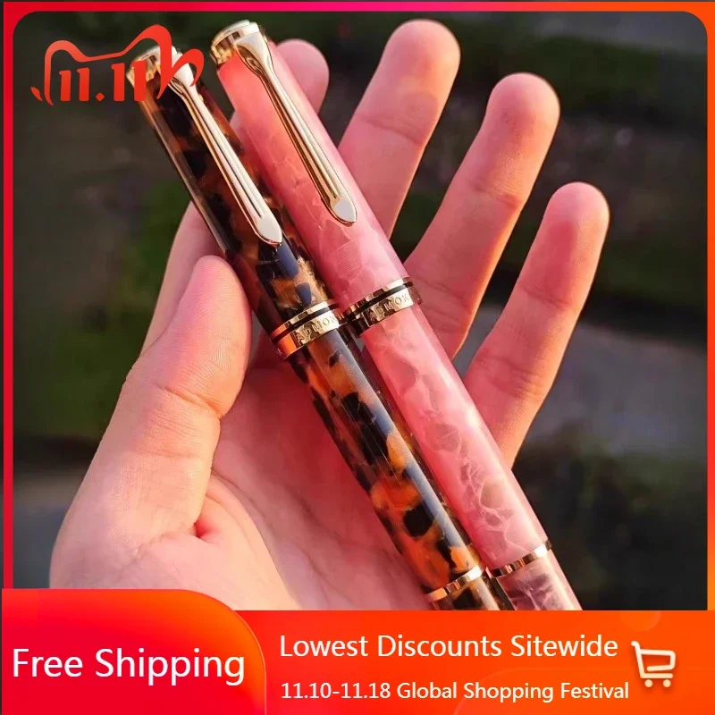 

New Admok J800 M800 Acrylic Fountain Pen Schmidt/Bock Nib Piston #6 EF/F/M/B 0.38 0.5 0.7 1.0MM Orange Pink Colors Student Gift