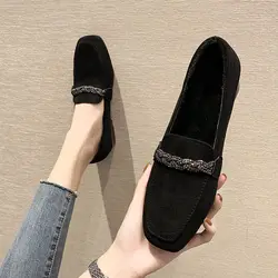 Ladies Shoes Black with Crystals Women Footwear Loafers Diamond Rhinestone Rock Korean Trends 2024 New Daily Routine Light Cheap