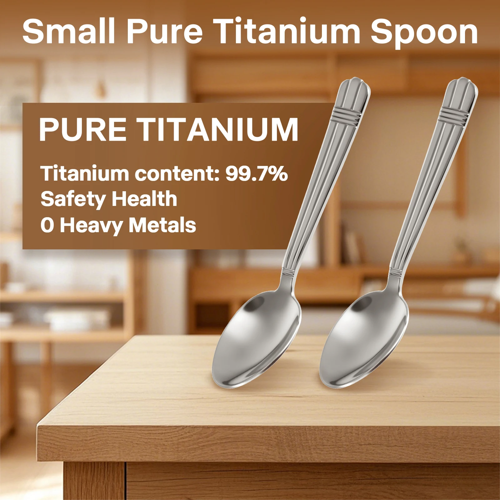 

Pure Titanium Small Soup Spoon GR1 Medical-Grade Antibacterial Mirror Polished Lightweight Durable Kitchen Tableware