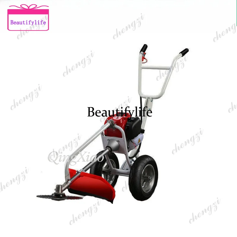 a55  Four-stroke Hand Push Lawn Mower Multifunctional Gas Powered Brush Cutter Soil Loosening Furrowing Practical Small Weeding
