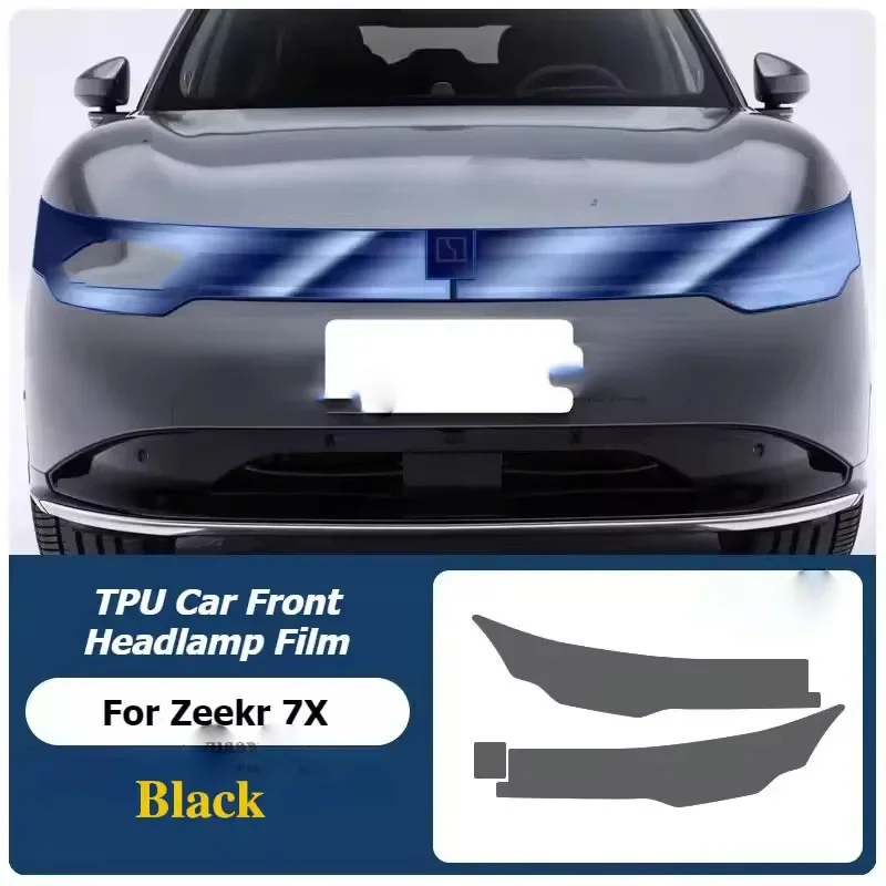 For ZEEKR 7X 2025 Car Front Headlamp TPU Transparent Black Car Films Protection Accessories HeadLamp Strip Stickers Exterior PPF