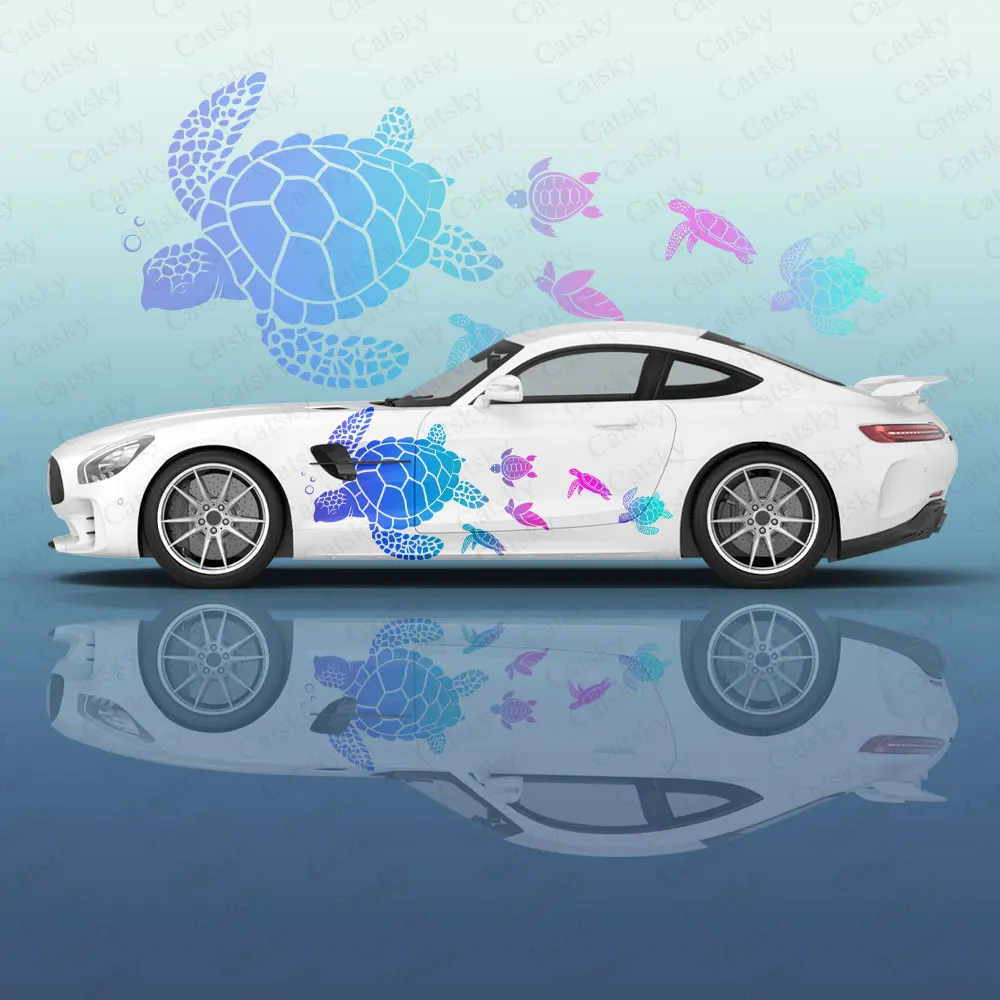 Free Roaming Sea Turtles Car Side Sticker Decoration,PVC Waterproof Scratch Resistant Decal,Car Protection,Auto Accessories Gift